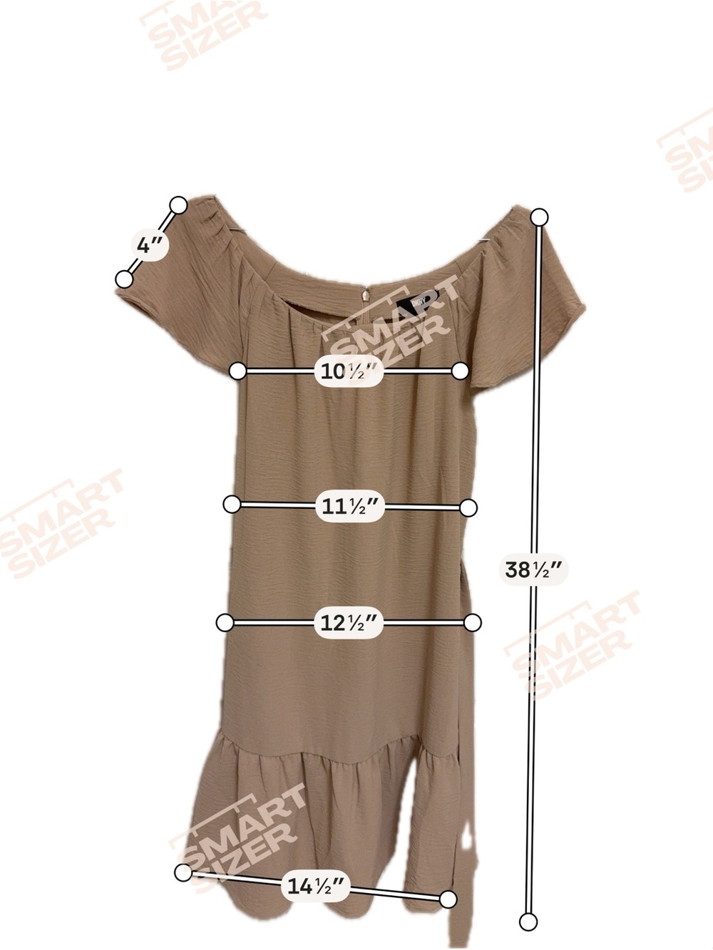 DKNY Off-the-Shoulder Ruffle Mini Dress in Sand - Size 6 Boho, Chic, Romantic - Picture 8 of 8